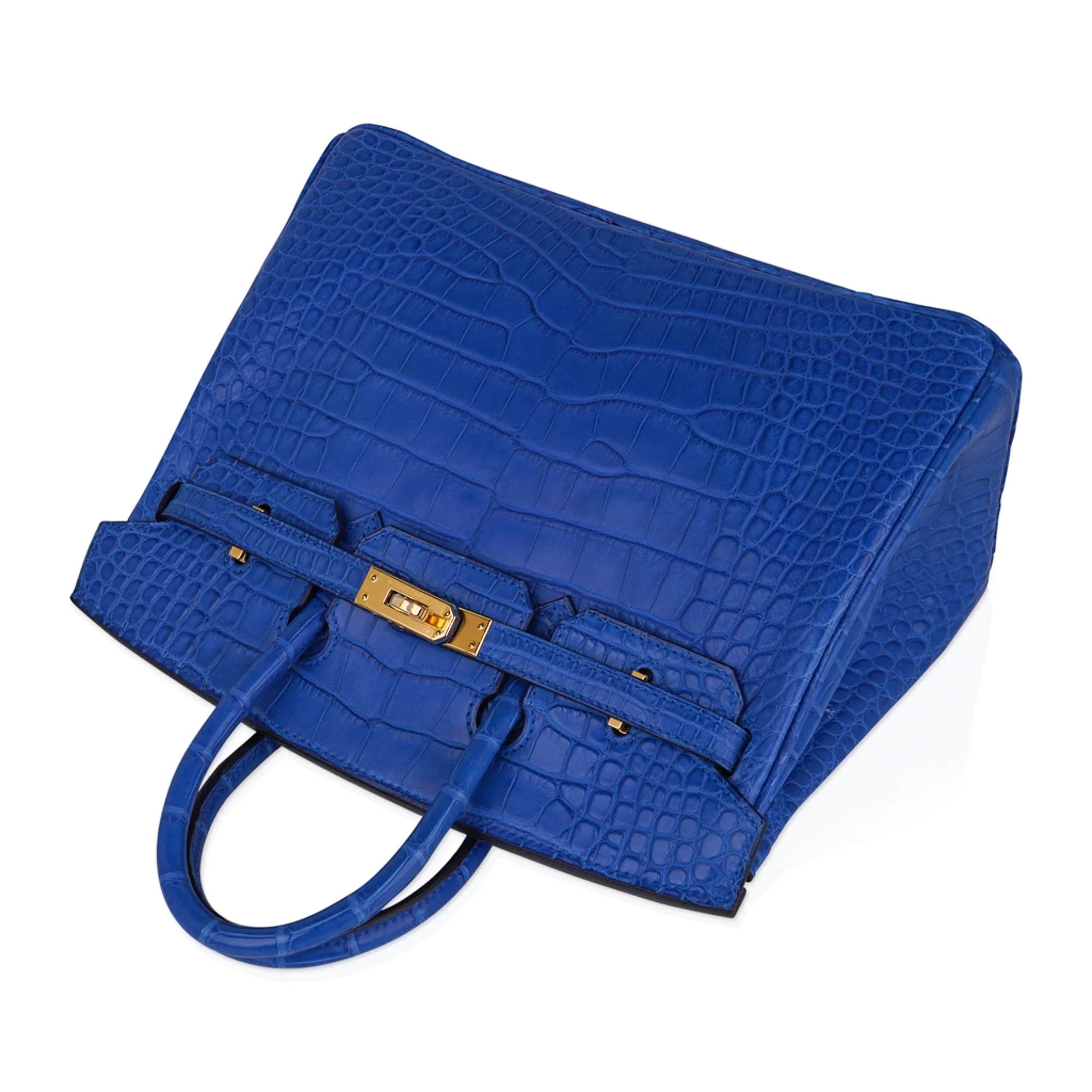 Birkin 25 Bag Blue Zellige Matte Alligator Gold Hardware
