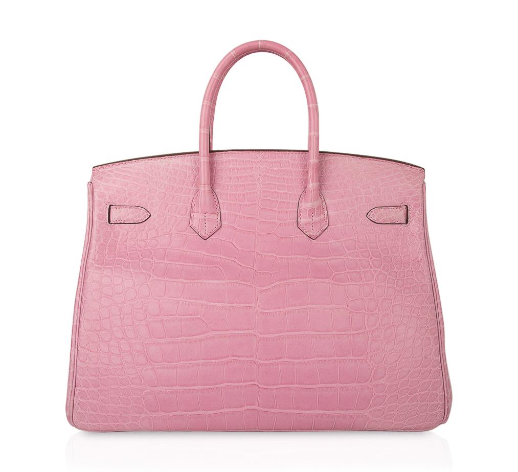 Limited Edition Birkin 35 Bag 5P Pink Matte Alligator with Palladium Hardware