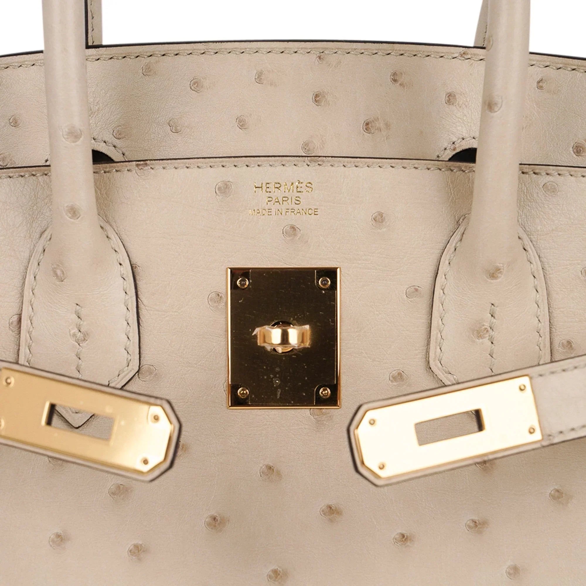 Birkin 30 Bag Ostrich Parchemin Gold Hardware New w/Box