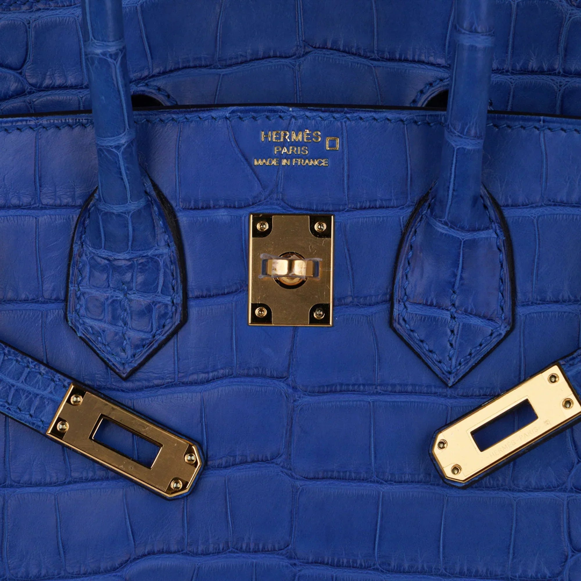 Birkin 25 Bag Blue Zellige Matte Alligator Gold Hardware