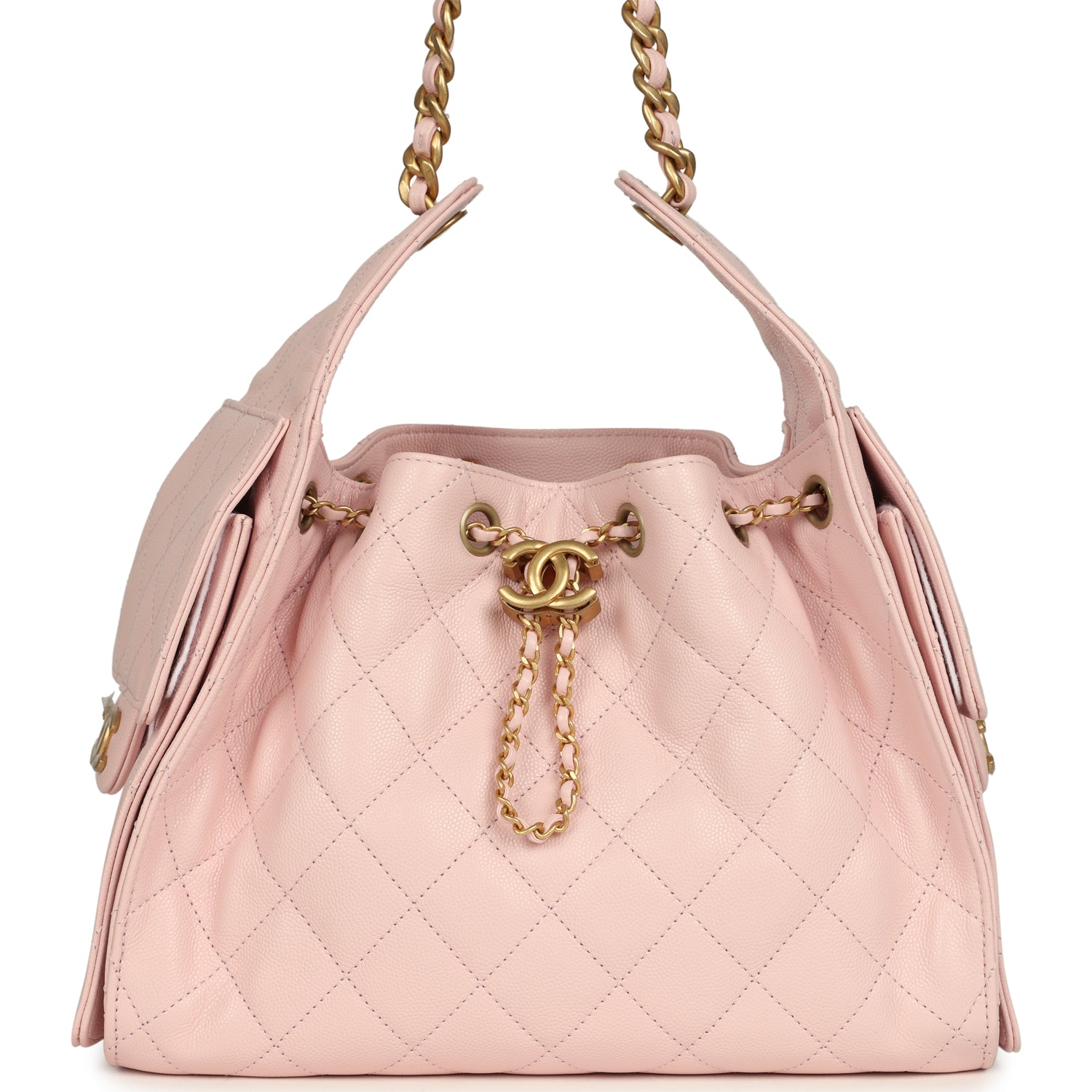 Chanel Small 25 Hobo Bag Light Pink Caviar Antique Gold Hardware