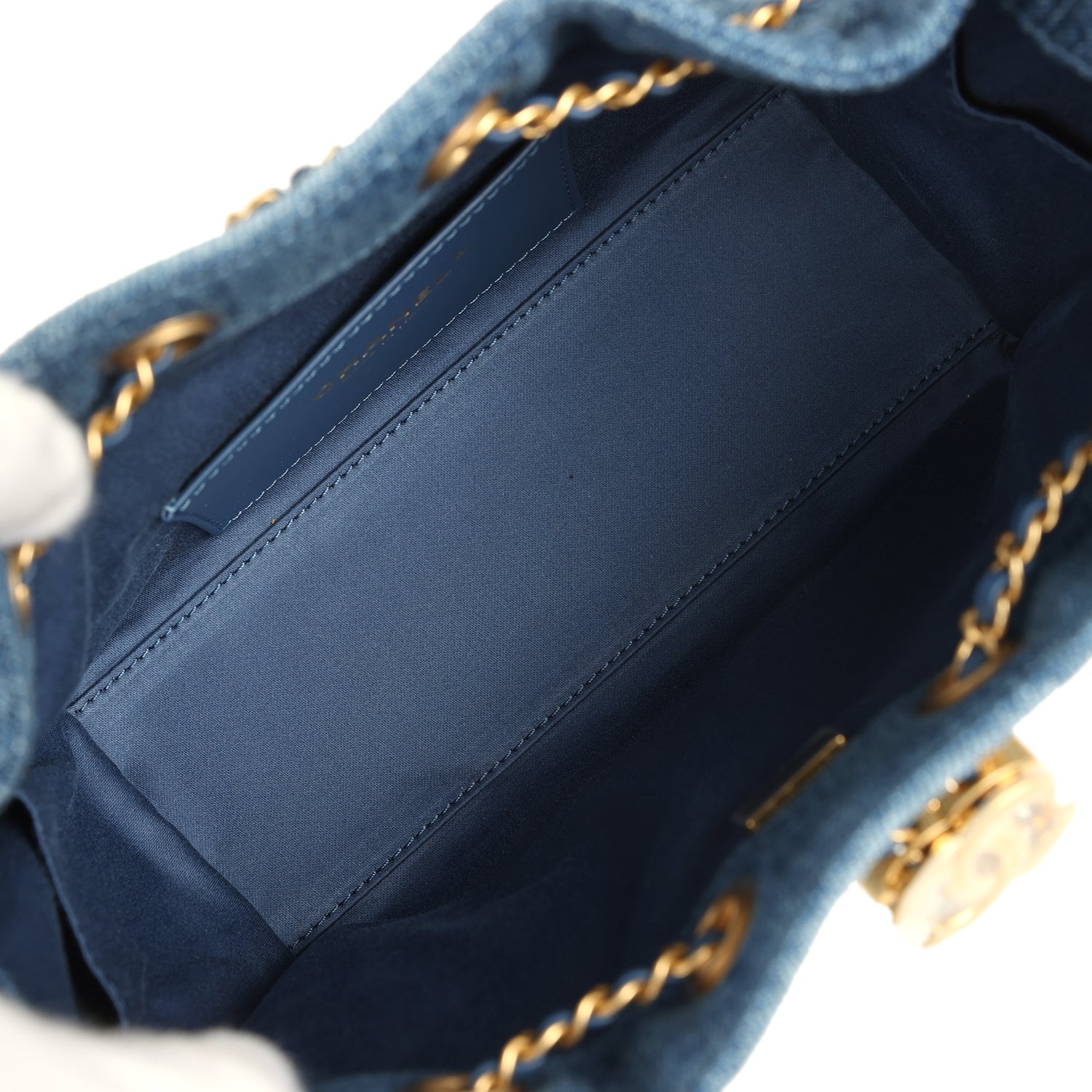 Chanel Mini 25 Hobo Bag Blue Washed Denim Antique Gold Hardware