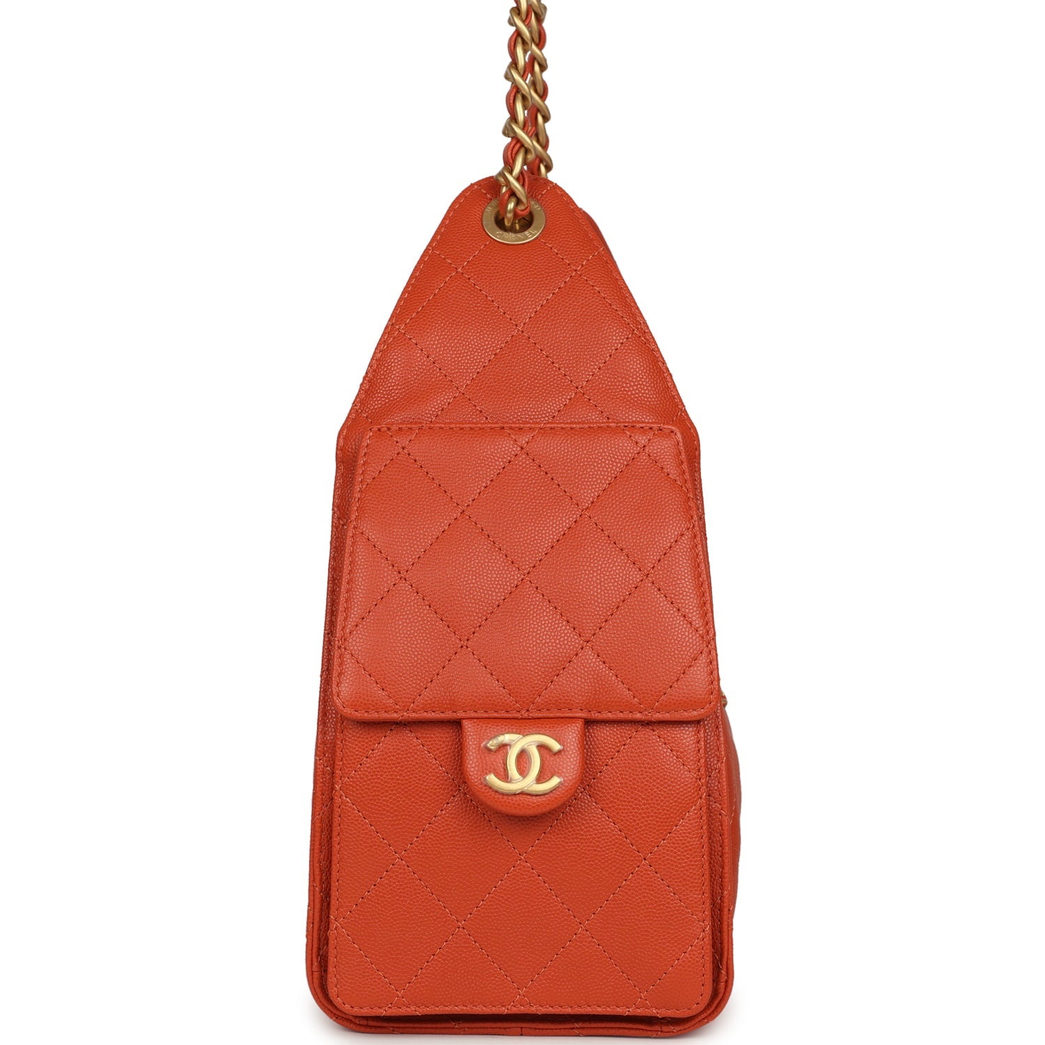 Chanel Small 25 Hobo Bag Dark Orange Caviar Antique Gold Hardware