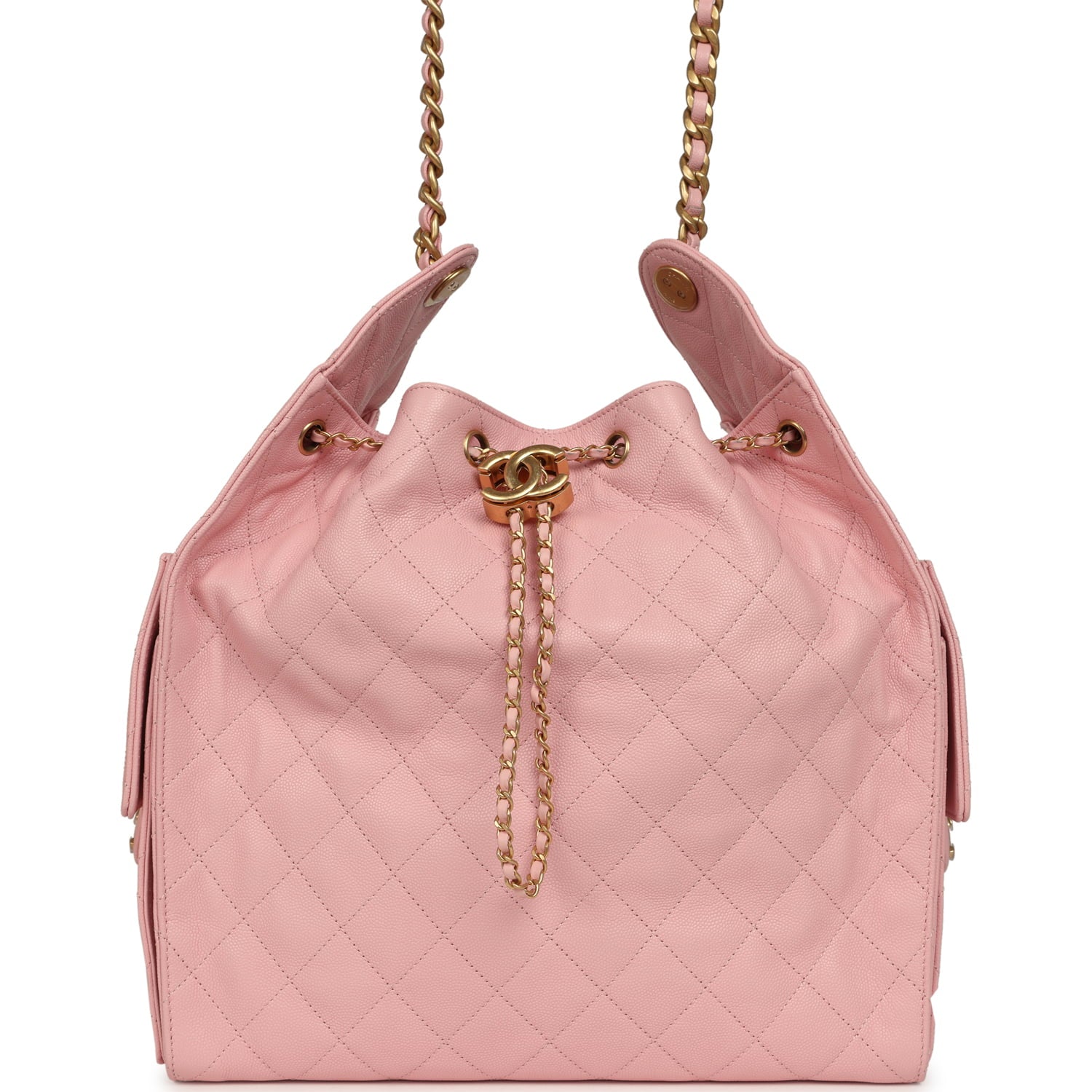 Chanel Medium 25 Hobo Bag Light Pink Caviar Antique Gold Hardware