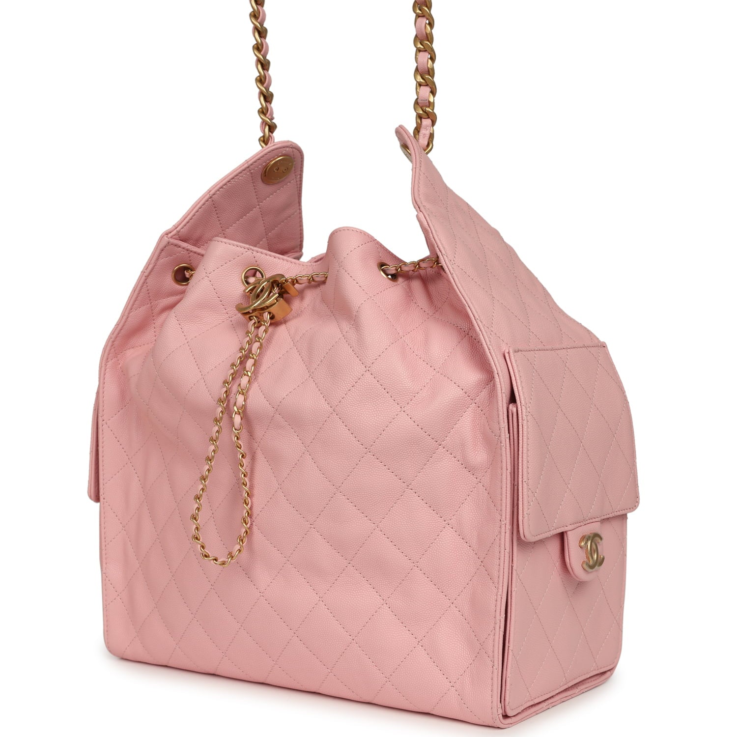 Chanel Medium 25 Hobo Bag Light Pink Caviar Antique Gold Hardware