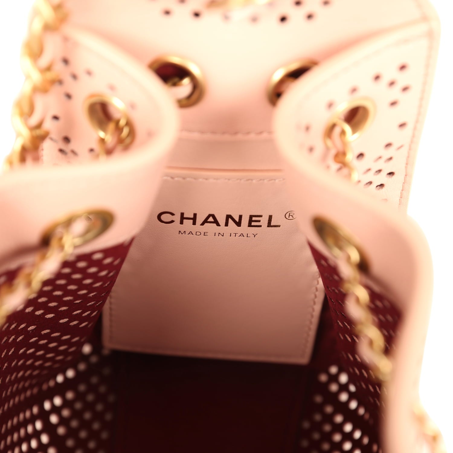 Chanel Mini 25 Hobo Bag Light Pink Perforated Calfskin Antique Gold Hardware
