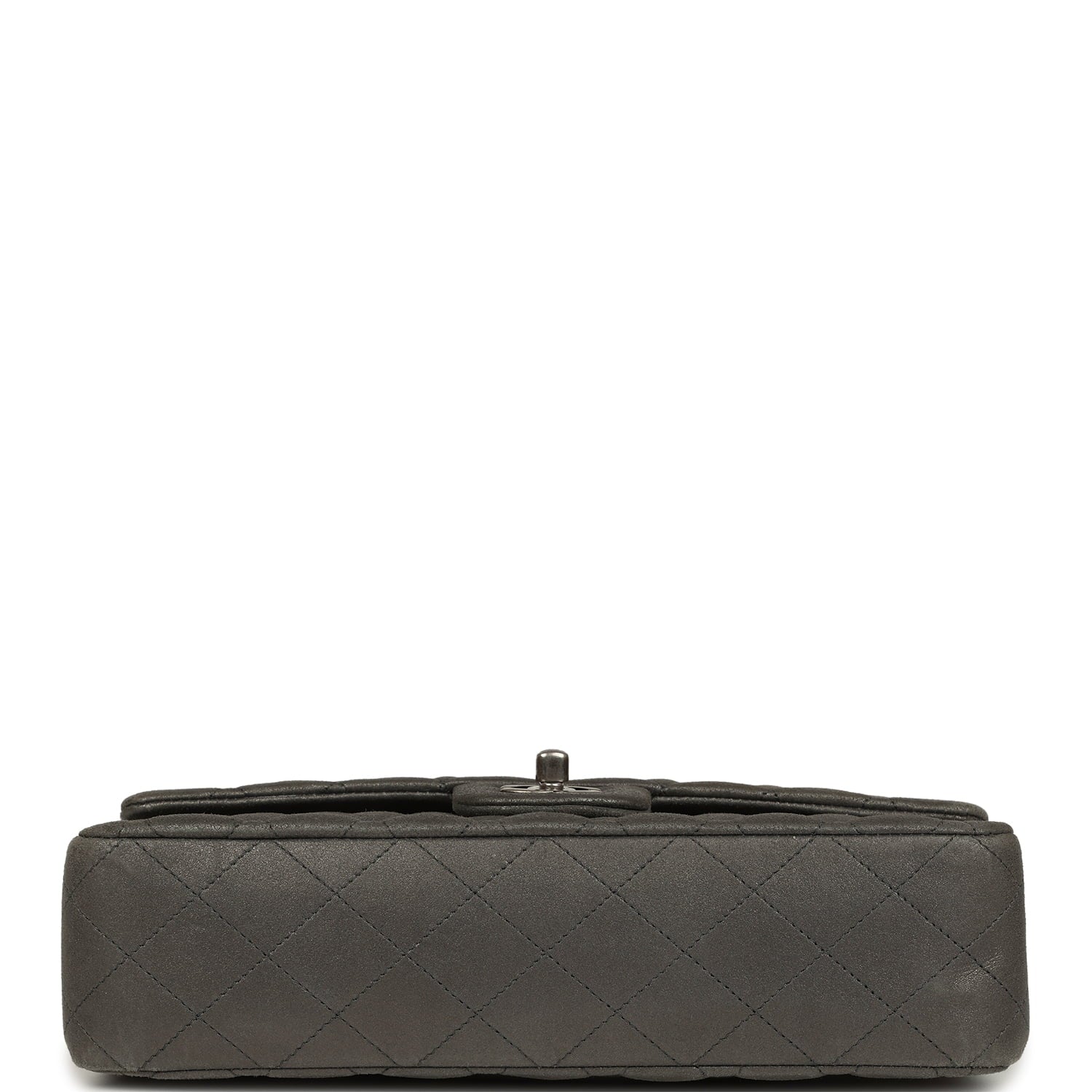 Pre-owned Chanel Medium Classic Double Flap Bag Charcoal Metallic Goatskin Aged Ruthenium Hardware