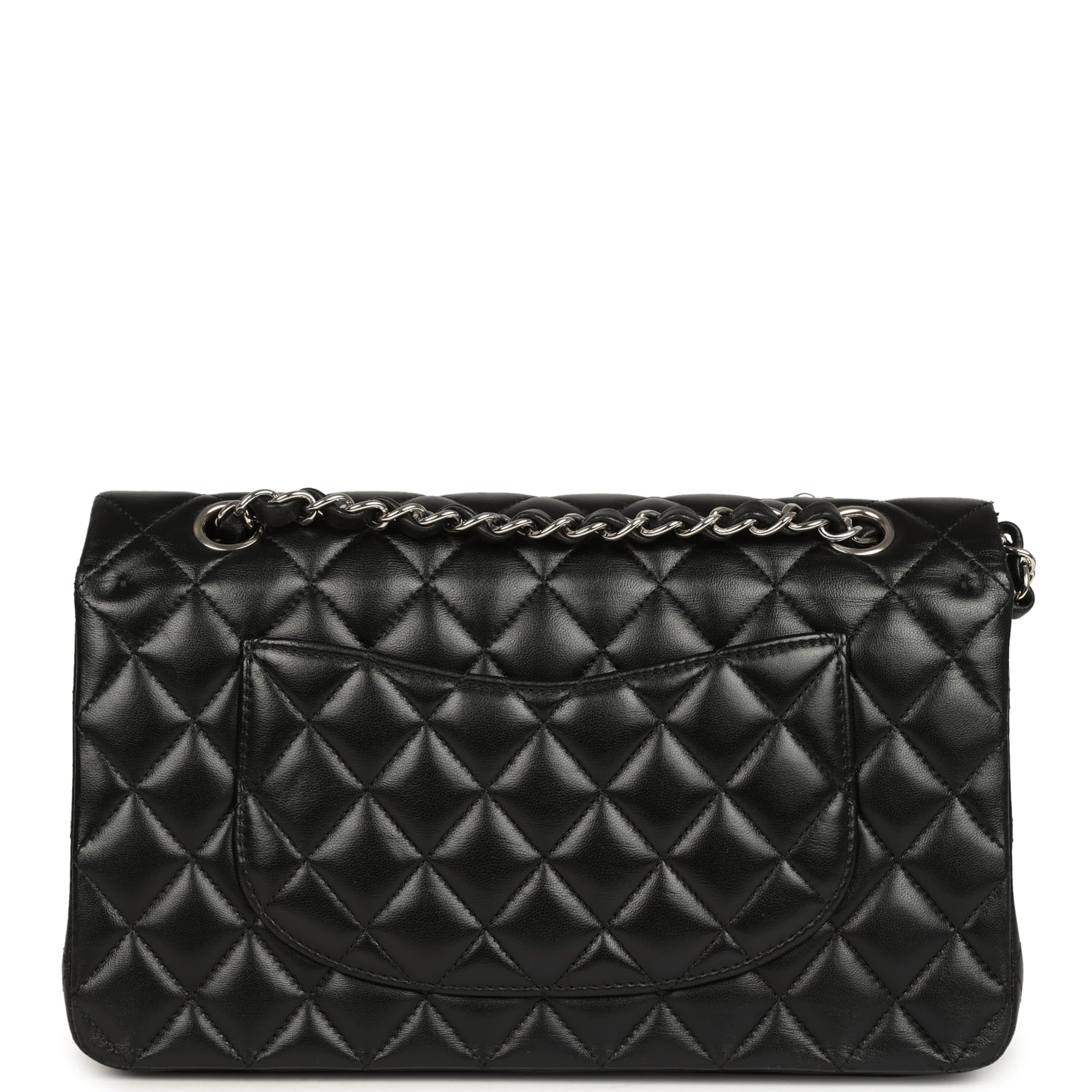 Pre-owned Chanel Medium Classic Double Flap Black Caviar Silver Hardware