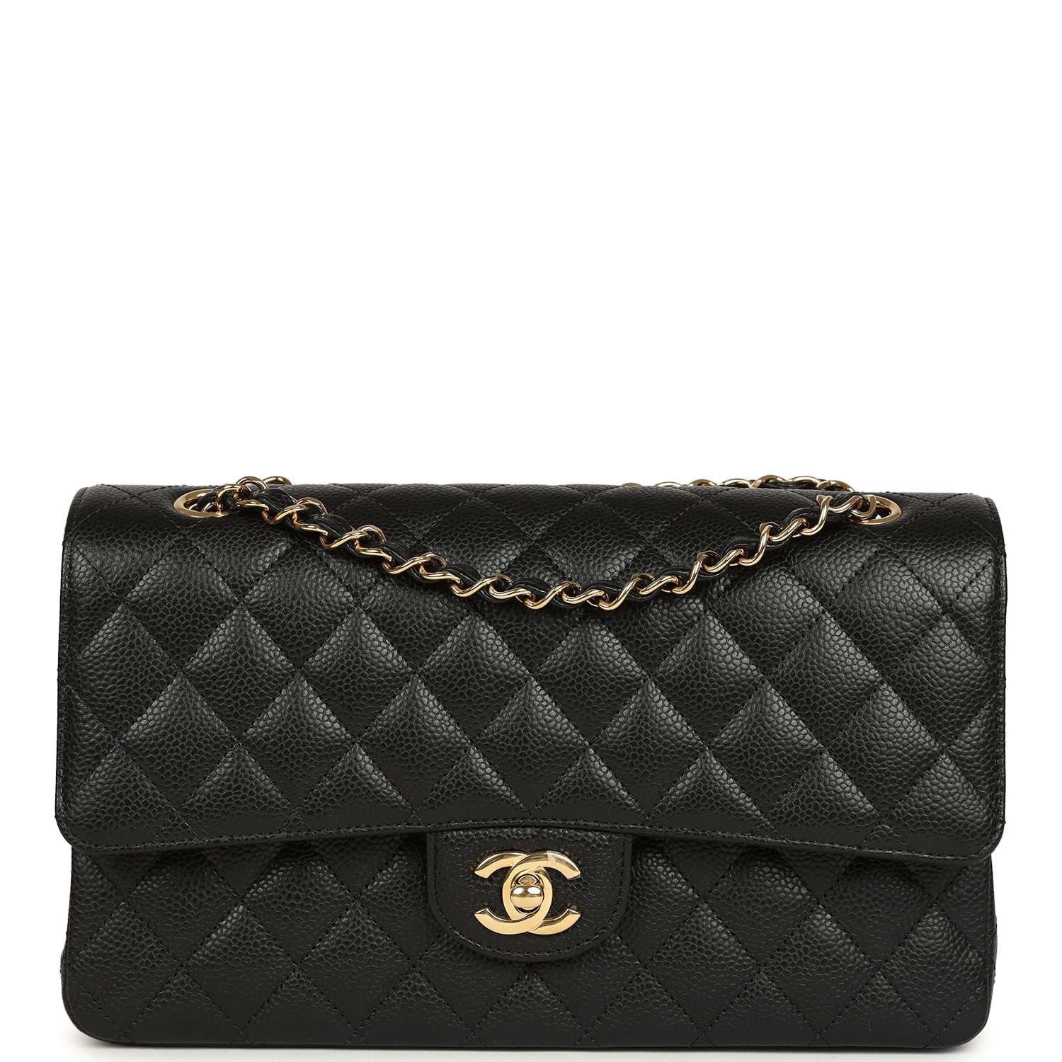 Chanel Medium Classic Double Flap Bag Black Caviar Gold Hardware