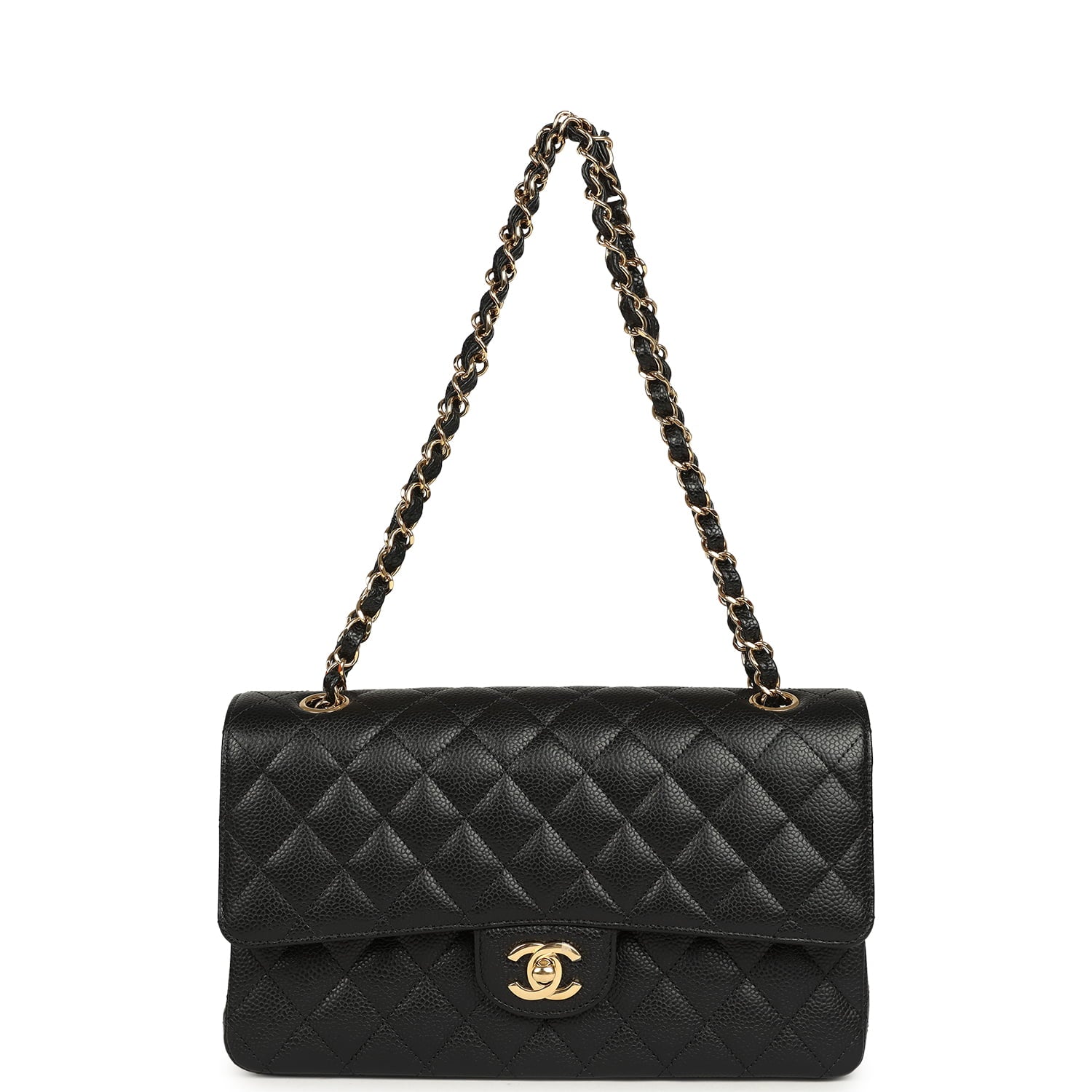 Chanel Medium Classic Double Flap Bag Black Caviar Gold Hardware