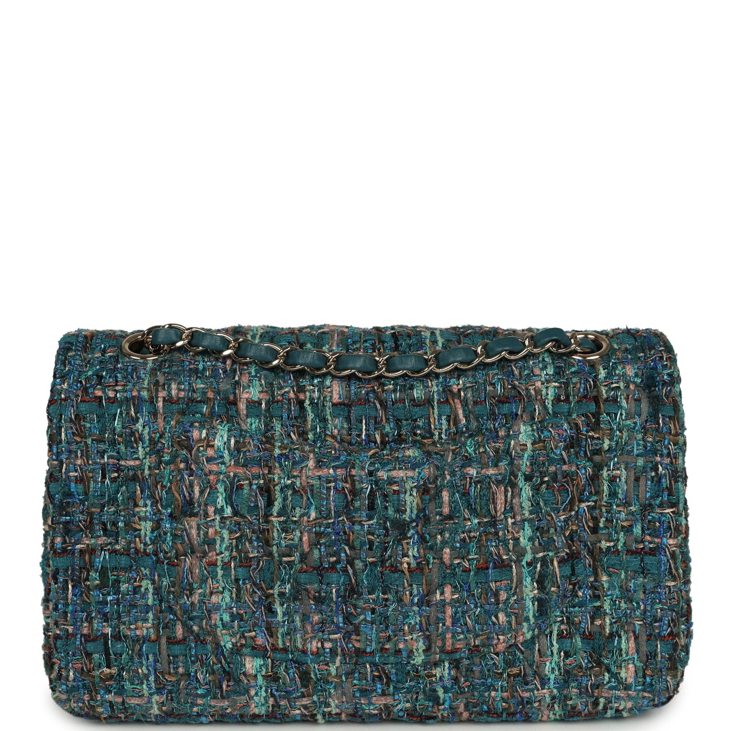Pre-owned Chanel Medium "Egypt" Classic Double Flap Bag Blue Tweed Light Gold Hardware