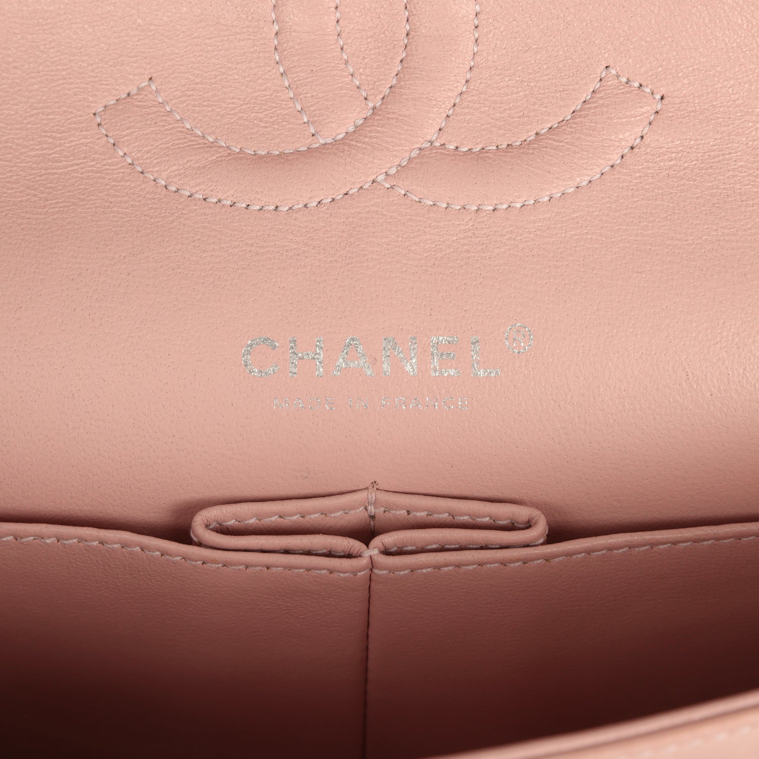 Vintage Chanel Medium Classic Double Flap Bag Light Pink and White Tweed Silver Hardware