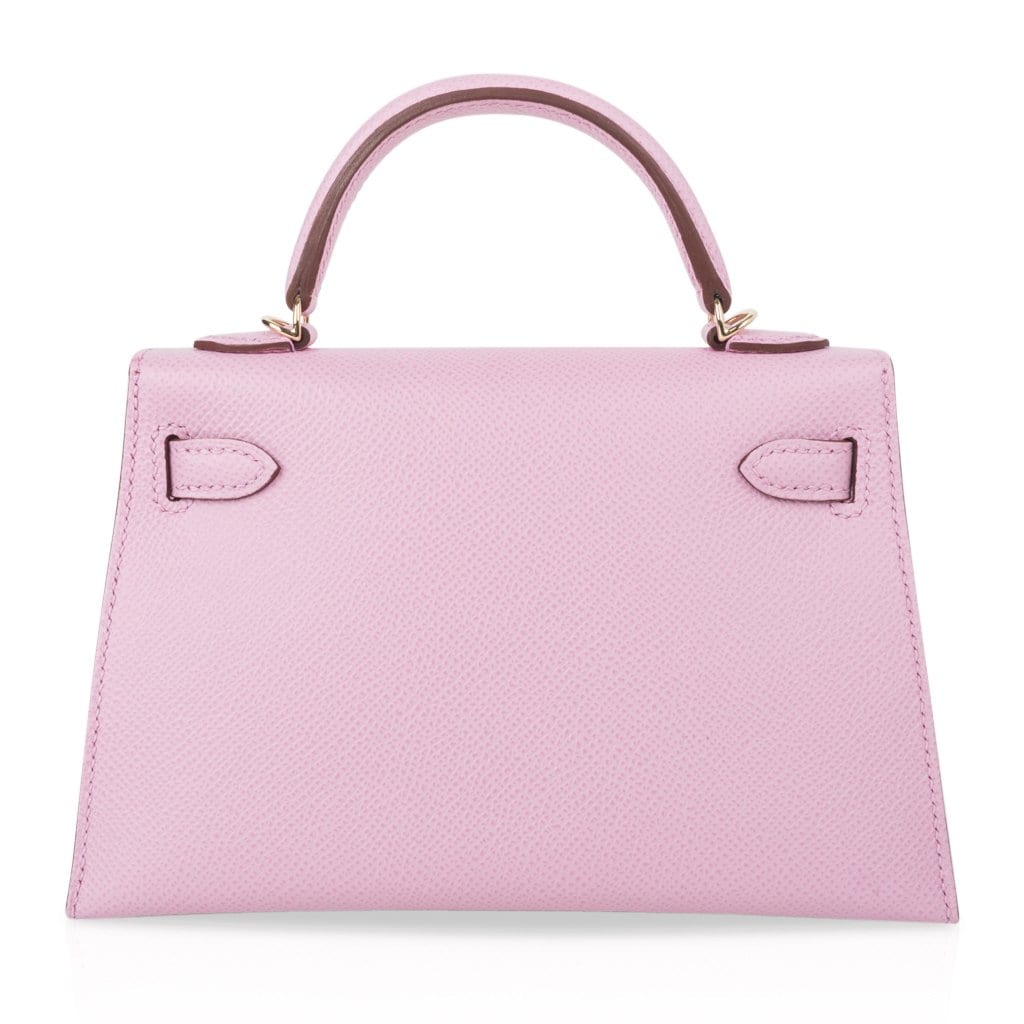 Kelly 20 Mini Sellier Bag Mauve Sylvestre Epsom Permabrass Hardware