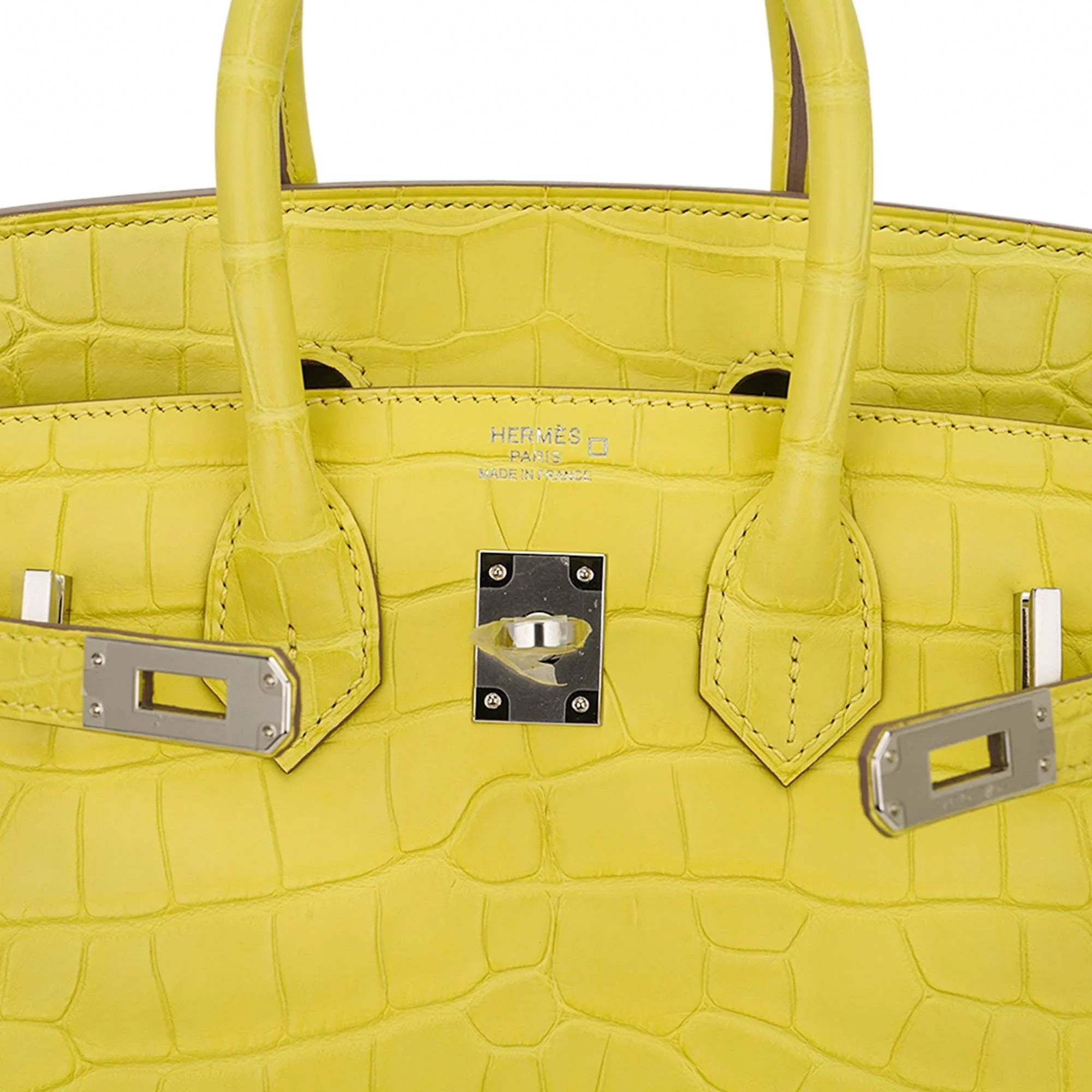 Birkin 25 Bag Lime Matte Alligator with Palladium Hardware