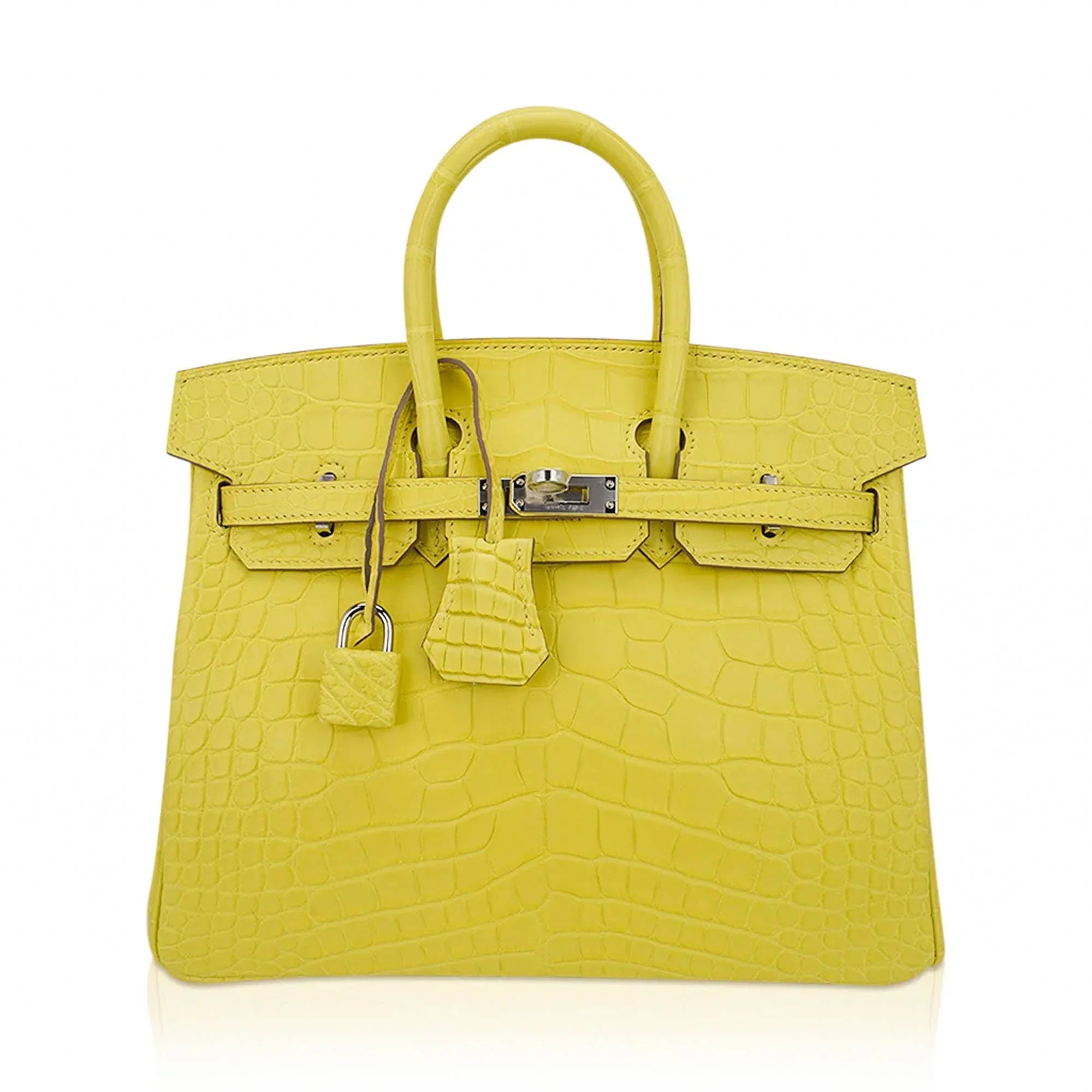 Birkin 25 Bag Lime Matte Alligator with Palladium Hardware
