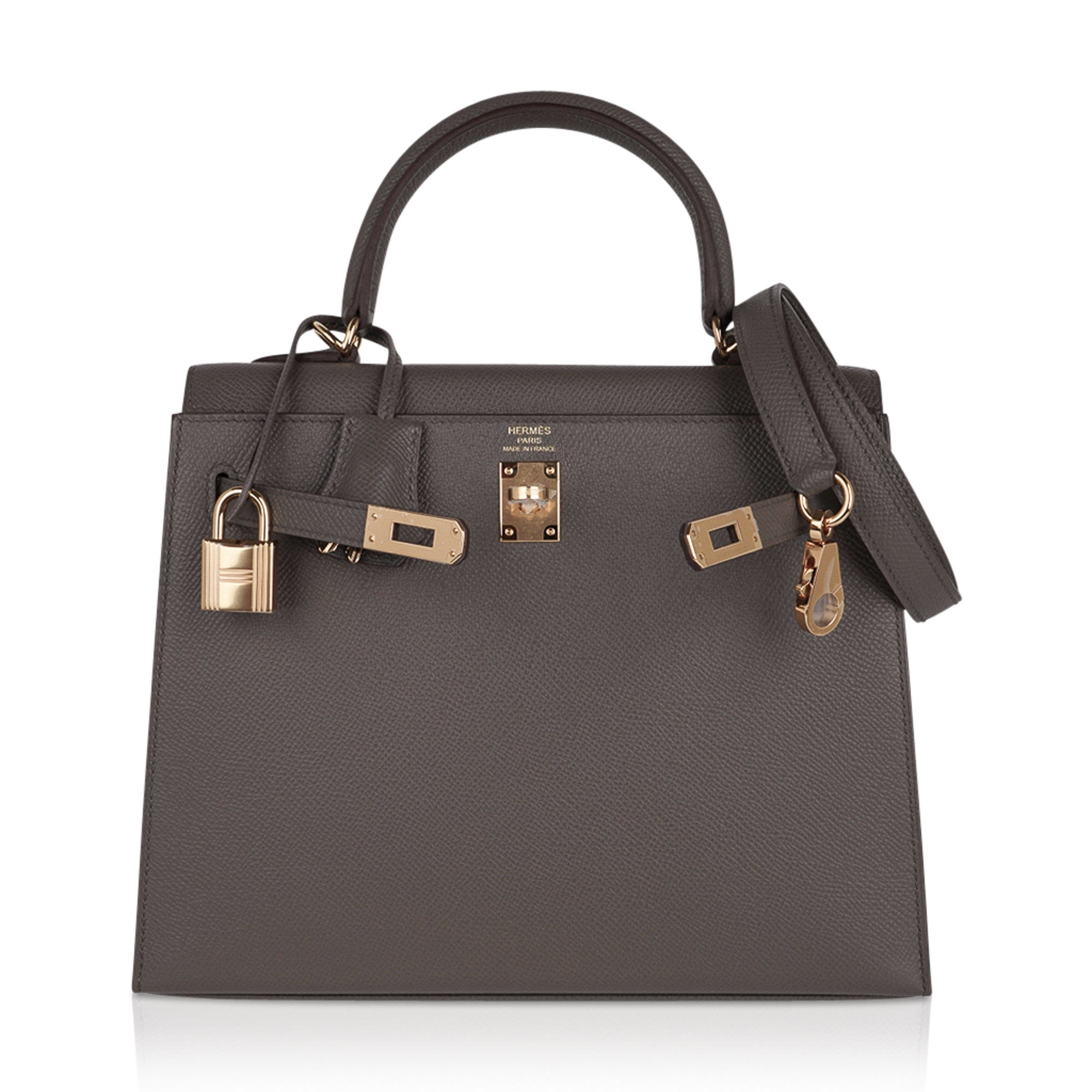 Kelly Sellier 25 Bag Etain Gold Hardware Epsom Leather New
